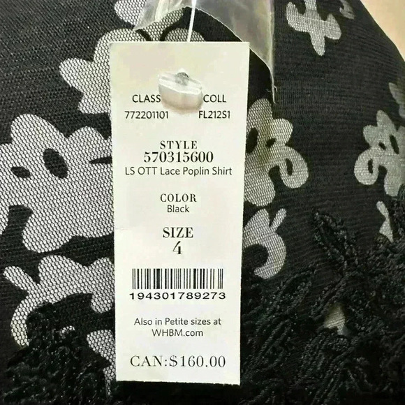 Long sleeve lace trim poplin blouse, size 4. Beautiful piece for your wardrobe. - Picture 5 of 11